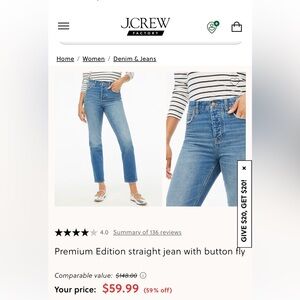J.CREW Factory Premium high-rise straight jeans